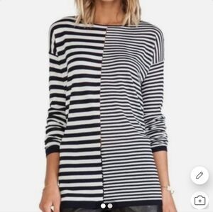 T by Alexander Wang Black and White Striped Long Sleeve Jumper